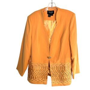 Natasia 14 Yellow Embellished Women's Blazer Suit Coat Jacket Top Miss Large L